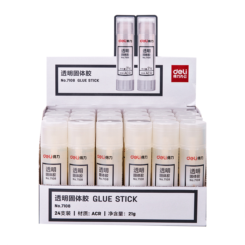 得力(deli) 7108 21g透明色ACR固體膠水/膠棒 高粘度順滑便攜 24支裝 辦公學(xué)習(xí)