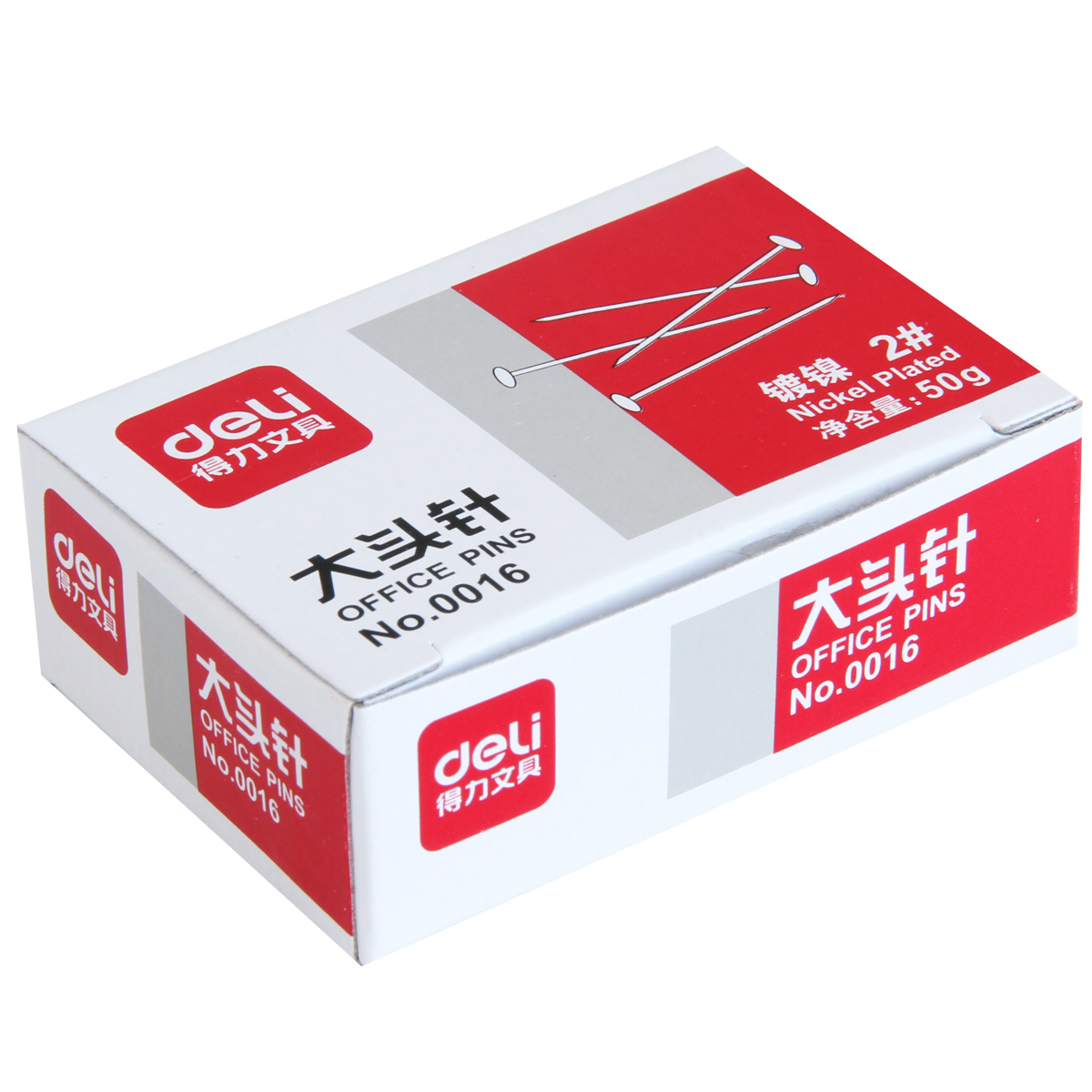 得力(deli)0016 2#24mm大頭針 服裝裁剪定位針(50克/盒) 10盒裝