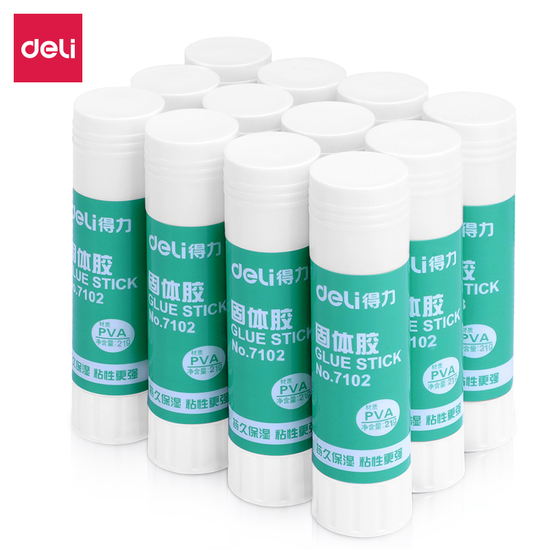 得力(deli) 7102  21g高粘度PVA固體膠水/膠棒 快干耐用便攜 學(xué)習(xí)生活手工DIY 12支/盒 辦公用品