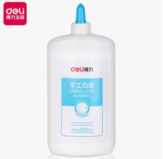 得力(deli)  68602 1瓶500ml白膠 學(xué)生手工DIY膠水 白乳膠 手工美術(shù)課高粘性膠