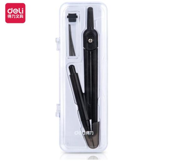 得力(deli)72152 學(xué)生圓規(guī)套裝 多功能考試用金屬繪圖工具 黑色