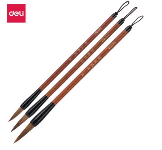 得力(deli)36005 狼毫毛筆套裝 文房四寶國畫字帖練字筆墨紙硯大中小楷書初學(xué)者（40mm、35mm、30mm筆鋒毛筆）