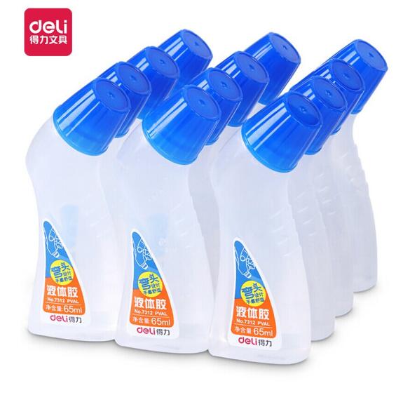 得力(deli)7312  65ml高粘度彎頭液體膠水 12只裝 辦公用品 藍(lán)色