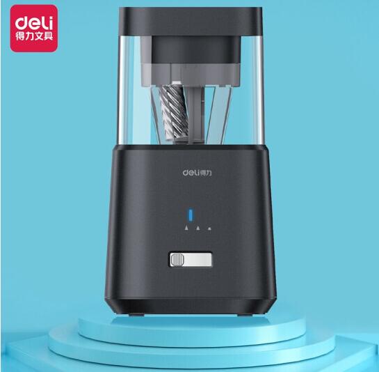 得力(deli)71203 電動削筆機 可充電鋰電池 自動進退卷筆刀 三檔粗細削筆器學生練字美術(shù)素描鉛筆刀轉(zhuǎn)筆刀 黑